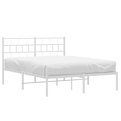 Metal Bed Frame without Mattress with Headboard White 120x190cm