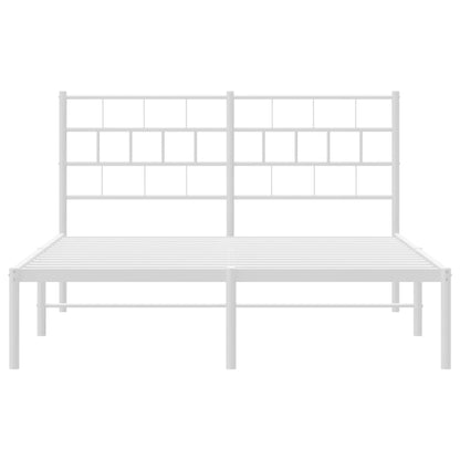 Metal Bed Frame without Mattress with Headboard White 120x190cm