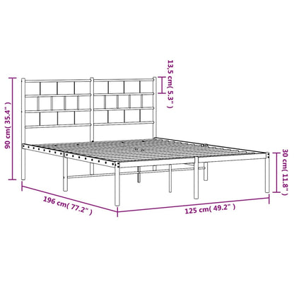 Metal Bed Frame without Mattress with Headboard White 120x190cm