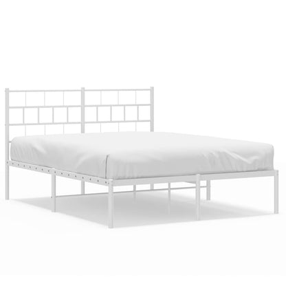 Metal Bed Frame without Mattress with Headboard White 120x200cm