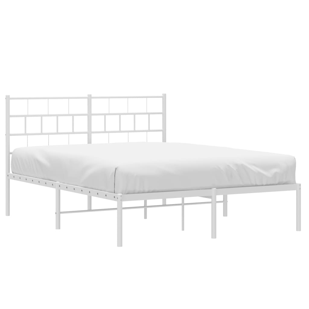 Metal Bed Frame without Mattress with Headboard White 120x200cm