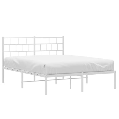 Metal Bed Frame without Mattress with Headboard White 120x200cm