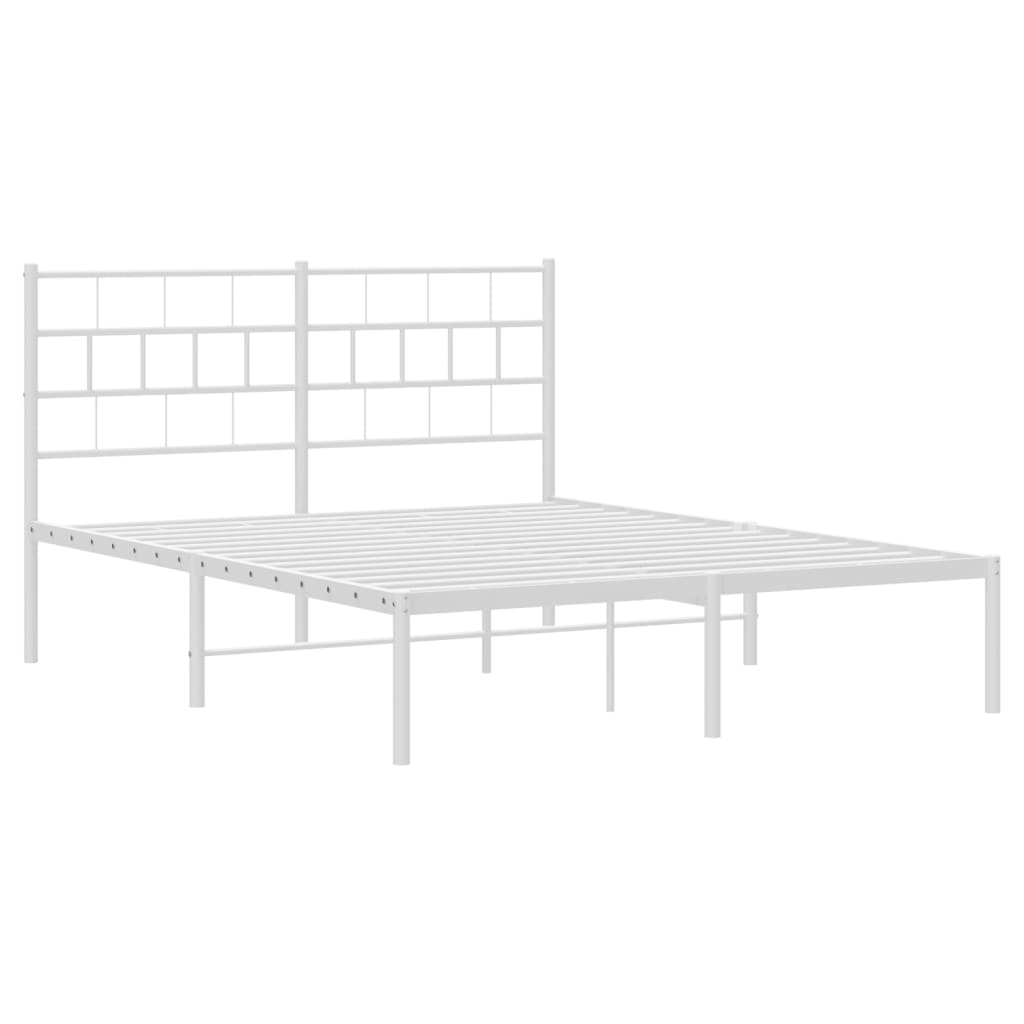 Metal Bed Frame without Mattress with Headboard White 120x200cm