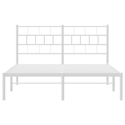 Metal Bed Frame without Mattress with Headboard White 120x200cm