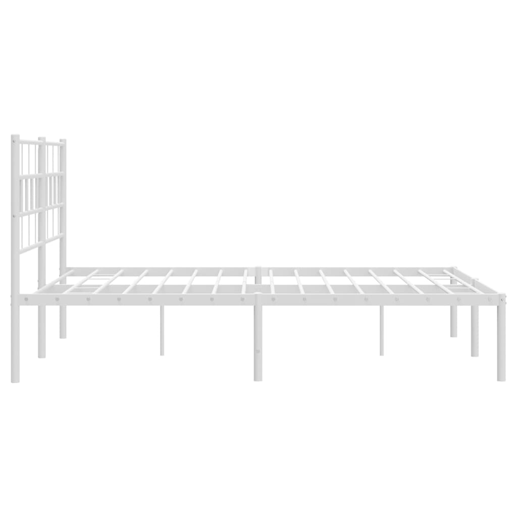 Metal Bed Frame without Mattress with Headboard White 120x200cm
