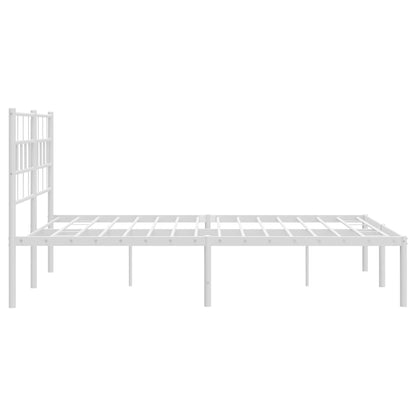Metal Bed Frame without Mattress with Headboard White 120x200cm