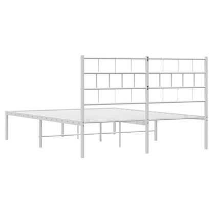 Metal Bed Frame without Mattress with Headboard White 120x200cm