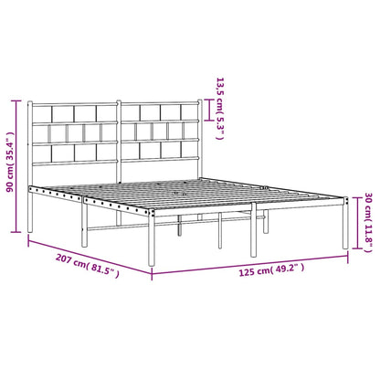 Metal Bed Frame without Mattress with Headboard White 120x200cm