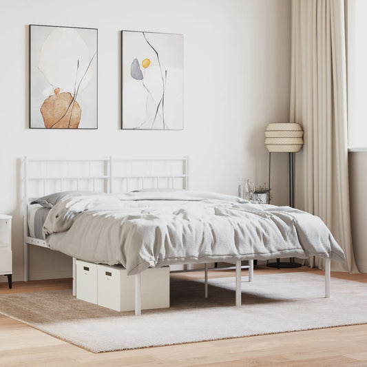 Metal Bed Frame without Mattress with Headboard White 120x200cm