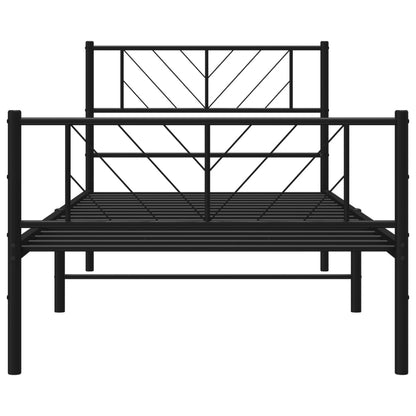 Metal Bed Frame without Mattress with Footboard Black 107x203cm
