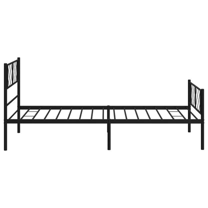 Metal Bed Frame without Mattress with Footboard Black 107x203cm