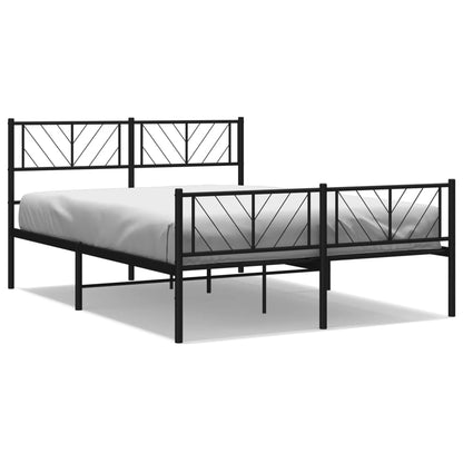 Metal Bed Frame without Mattress with Footboard Black 140x190cm