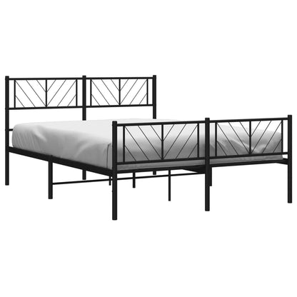 Metal Bed Frame without Mattress with Footboard Black 140x190cm