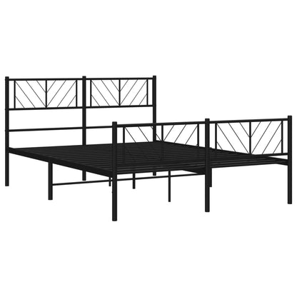 Metal Bed Frame without Mattress with Footboard Black 140x190cm