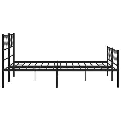 Metal Bed Frame without Mattress with Footboard Black 140x190cm