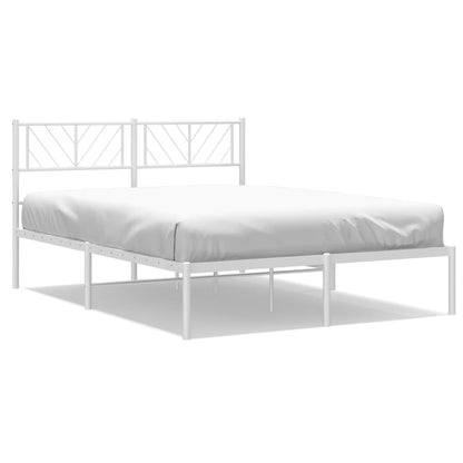 Metal Bed Frame without Mattress with Headboard White 140x190cm