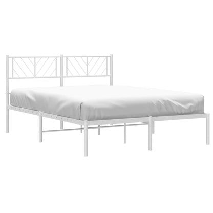 Metal Bed Frame without Mattress with Headboard White 140x190cm