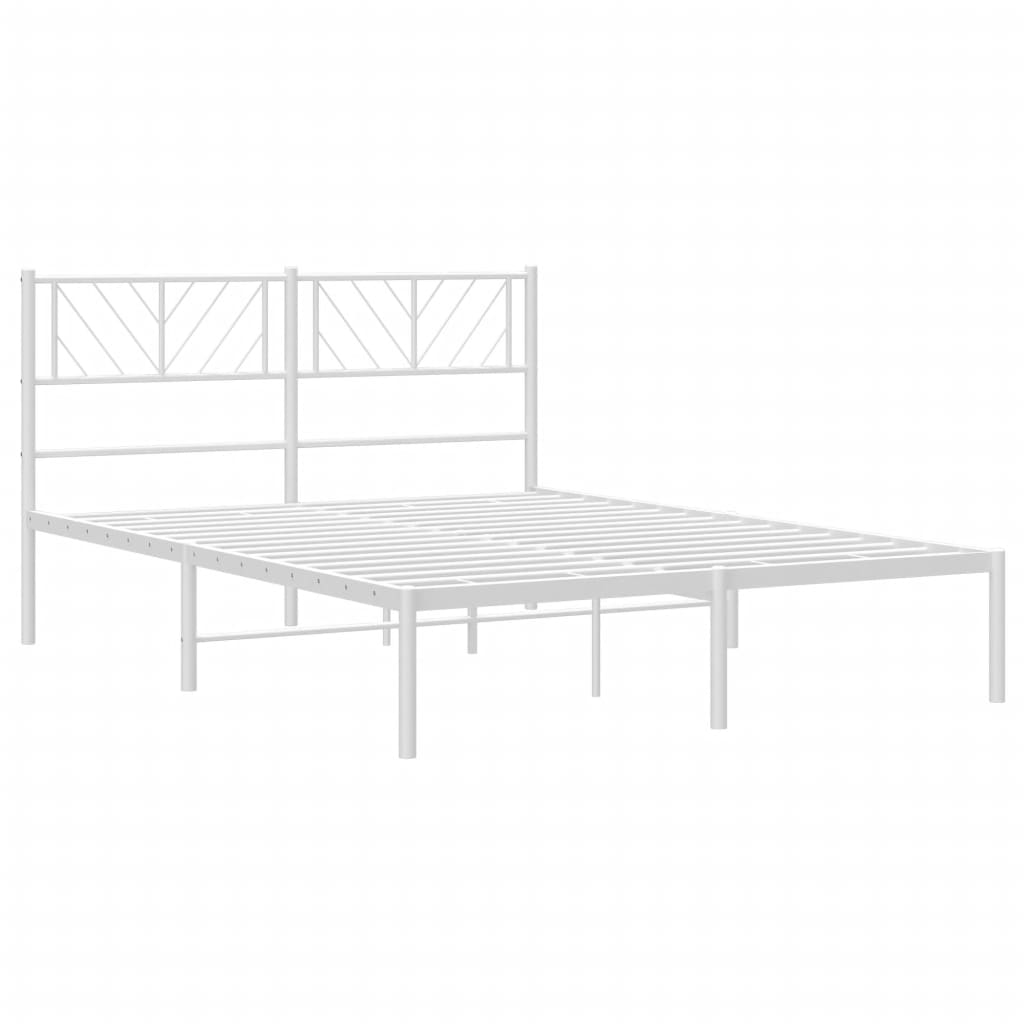 Metal Bed Frame without Mattress with Headboard White 140x190cm