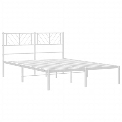 Metal Bed Frame without Mattress with Headboard White 140x190cm