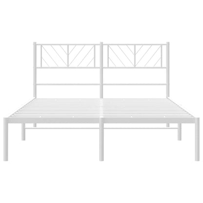Metal Bed Frame without Mattress with Headboard White 140x190cm