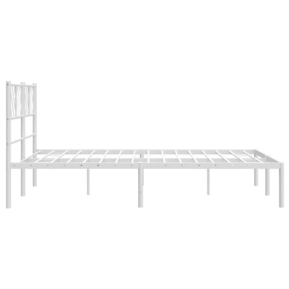 Metal Bed Frame without Mattress with Headboard White 140x190cm