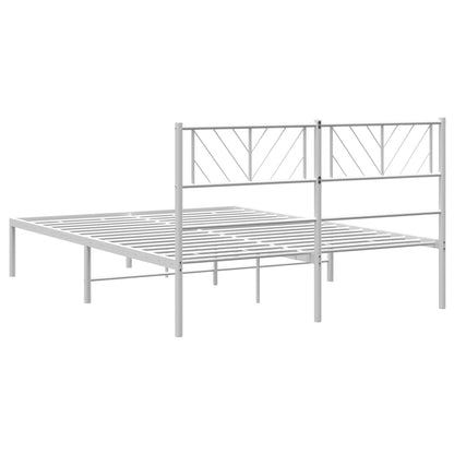 Metal Bed Frame without Mattress with Headboard White 140x190cm