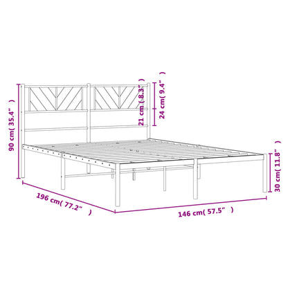 Metal Bed Frame without Mattress with Headboard White 140x190cm