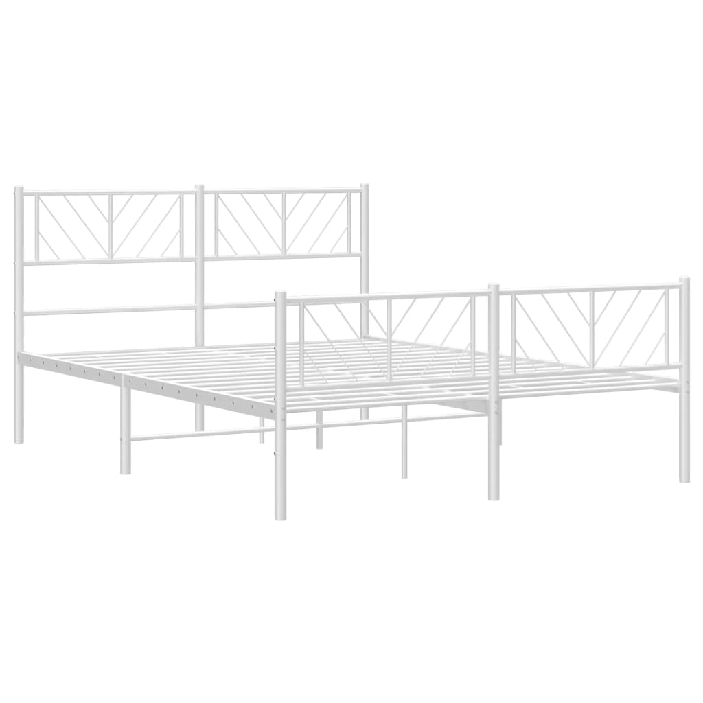 Metal Bed Frame without Mattress with Footboard White 120x200cm