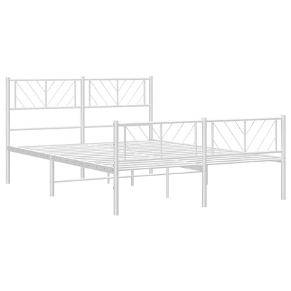 Metal Bed Frame without Mattress with Footboard White 120x200cm