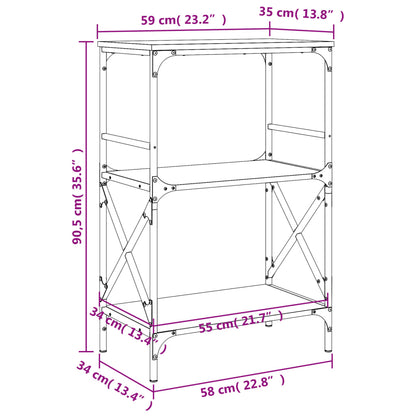 Bookcase 3-Tier Grey Sonoma 59x35x90.5 cm Engineered Wood
