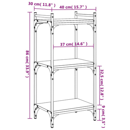 Bookcase 3-Tier Grey Sonoma 40x30x86 cm Engineered Wood
