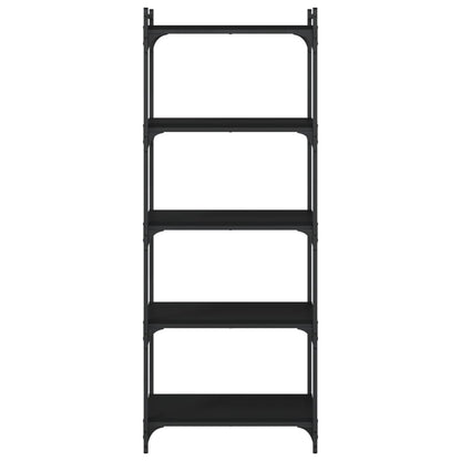 Bookcase 5-Tier Black 60x30x154 cm Engineered Wood