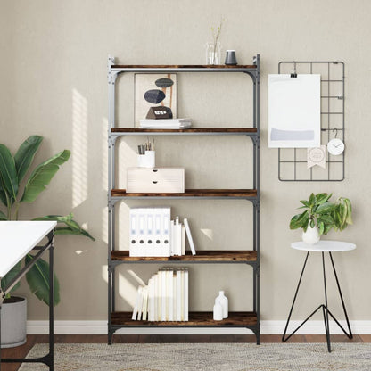Bookcase 5-Tier Smoked Oak 80x30x154 cm Engineered Wood