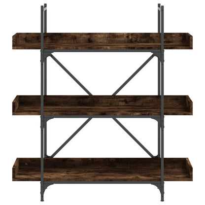 Bookcase 3-Tier Smoked Oak 100x33x108.5 cm Engineered Wood