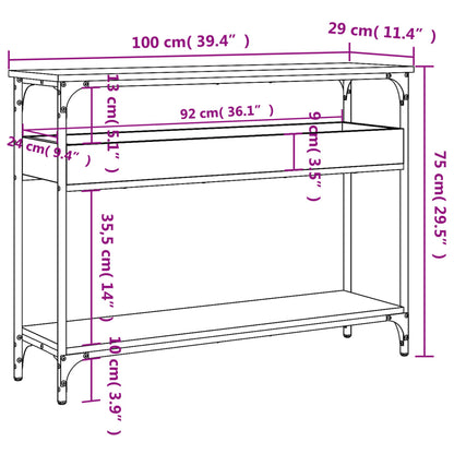 Console Table with Shelf Grey Sonoma 100x29x75cm Engineered Wood