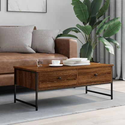 Coffee Table Brown Oak 101x49x39.5 cm Engineered Wood