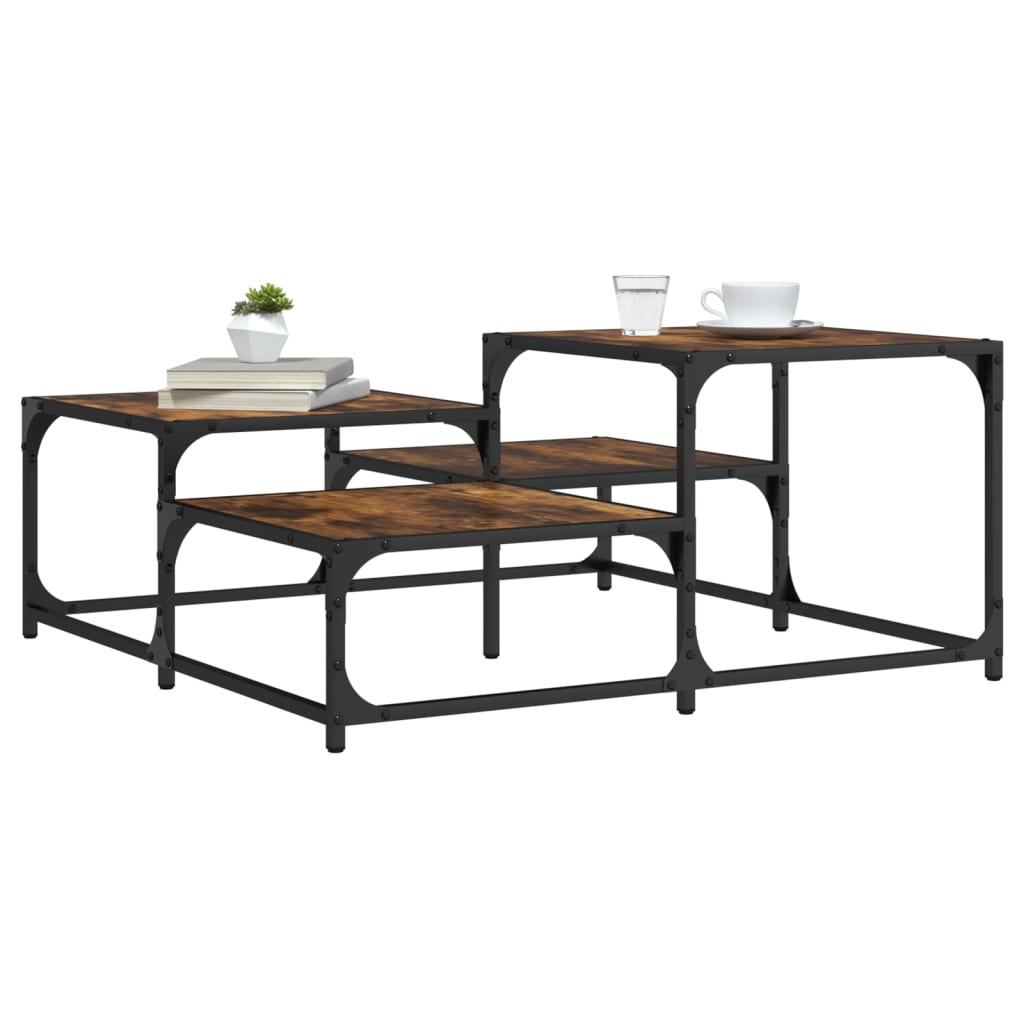 Coffee Table Smoked Oak 87.5x87.5x40 cm Engineered Wood