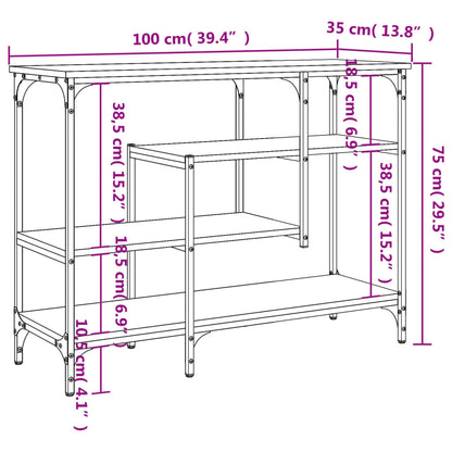 Console Table with Shelves Grey Sonoma 100x35x75 cm