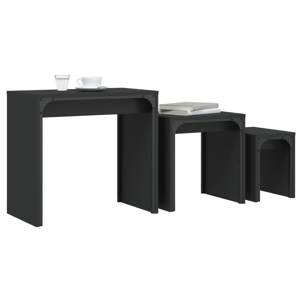 Nesting Coffee Tables 3 pcs Black Engineered Wood