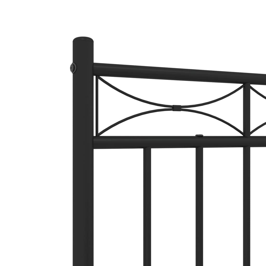 Metal Bed Frame without Mattress with Headboard Black 120x200cm