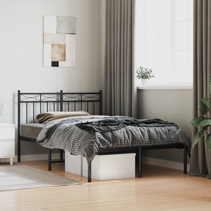 Metal Bed Frame without Mattress with Headboard Black 120x200cm