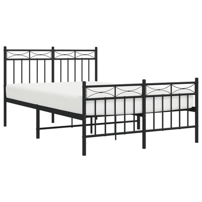 Metal Bed Frame without Mattress with Footboard Black 120x190cm