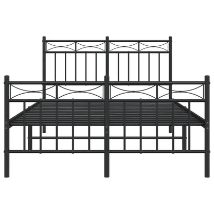 Metal Bed Frame without Mattress with Footboard Black 120x190cm