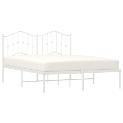 Metal Bed Frame without Mattress with Headboard White 140x200cm