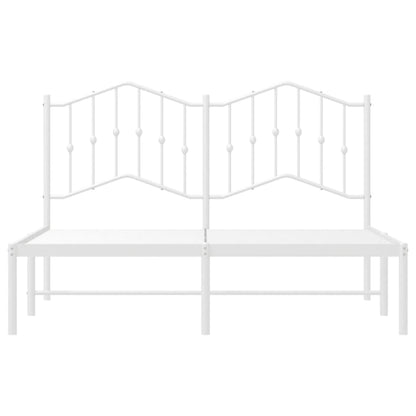 Metal Bed Frame without Mattress with Headboard White 140x200cm