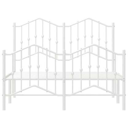 Metal Bed Frame without Mattress with Footboard White 120x200cm