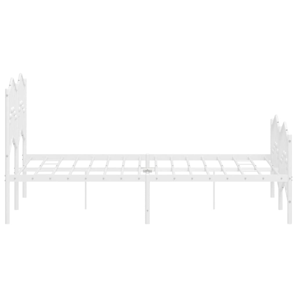 Metal Bed Frame without Mattress with Footboard White 120x200cm