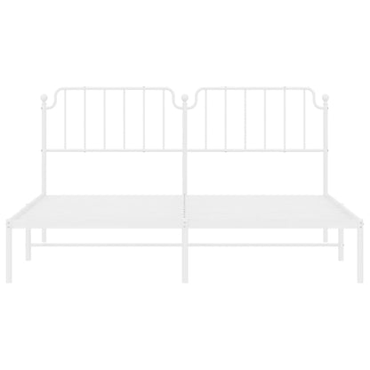 Metal Bed Frame without Mattress with Headboard White 180x200cm