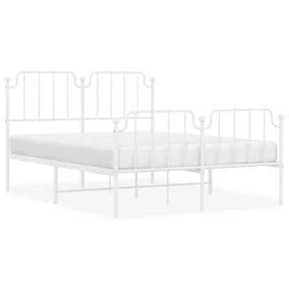 Metal Bed Frame without Mattress with Footboard White 140x190cm