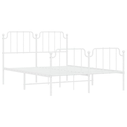 Metal Bed Frame without Mattress with Footboard White 140x190cm